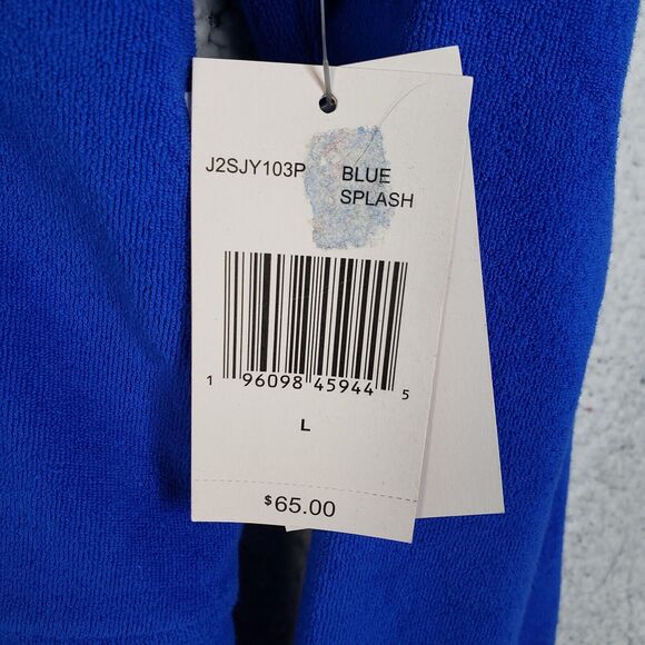 Juicy Couture Jacket Womens L Blue Velour Hoodie Track Sweater Y2K Soft Girl - Picture 10 of 11